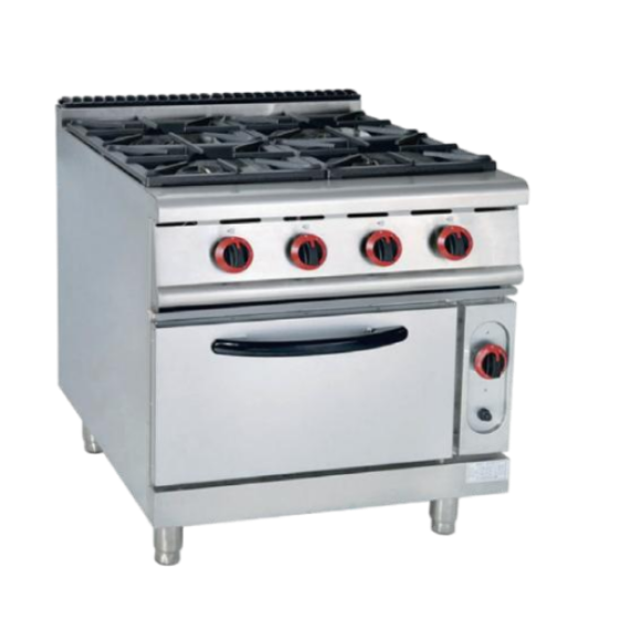 Vertical gas four-head rice cooker with gas oven