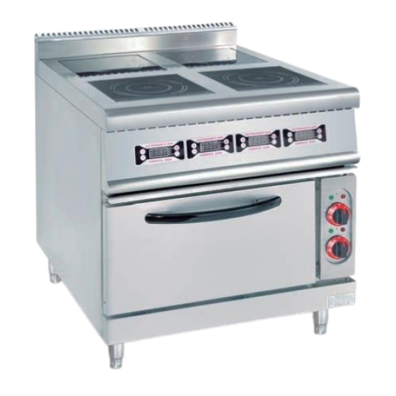 Vertical electromagnetic four-head cooking stove with electric oven