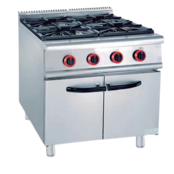 Vertical gas four-head rice cooker with cabinet base