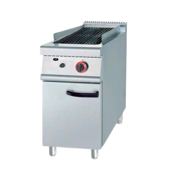 Vertical electric heating volcanic stone barbecue grill with cabinet base